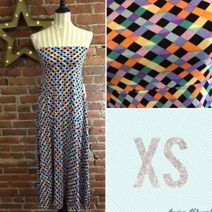 LuLaRoe LLR Maxi slinky skirt ★ rainbow + black lattice print ★ size XS